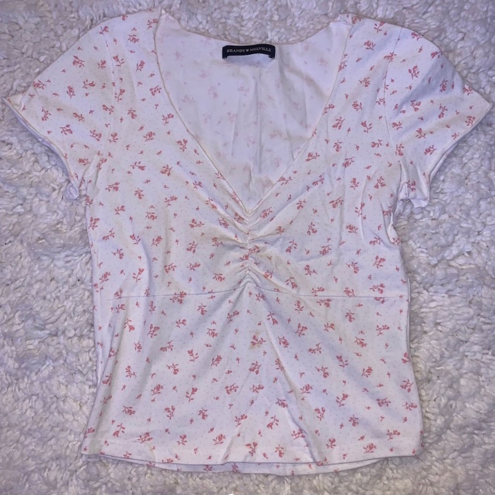 Pink floral brandy top